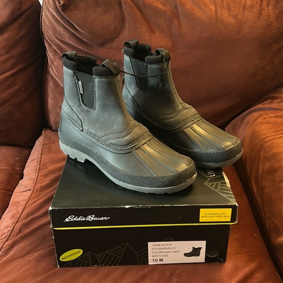 Eddie Bauer Waterproof Boots Size 10 New in Box Gray - Picture 1 of 8